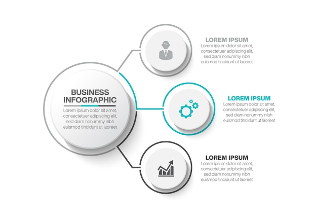 Presentation Business circle infographic template with 3 options.