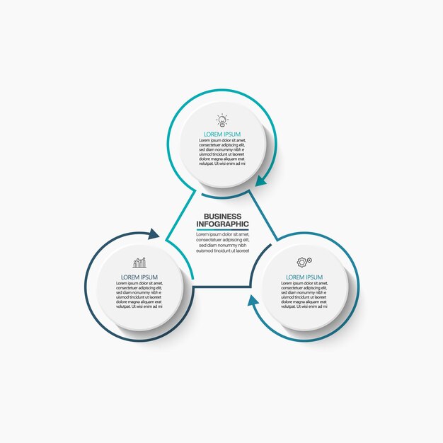 Modello di infographic del cerchio di affari di presentazione con 3 opzioni