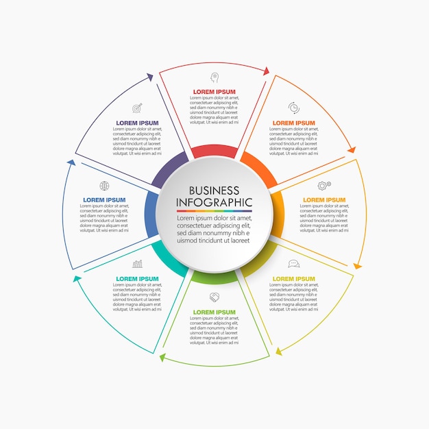 Presentation business circle infographic template with 8 options