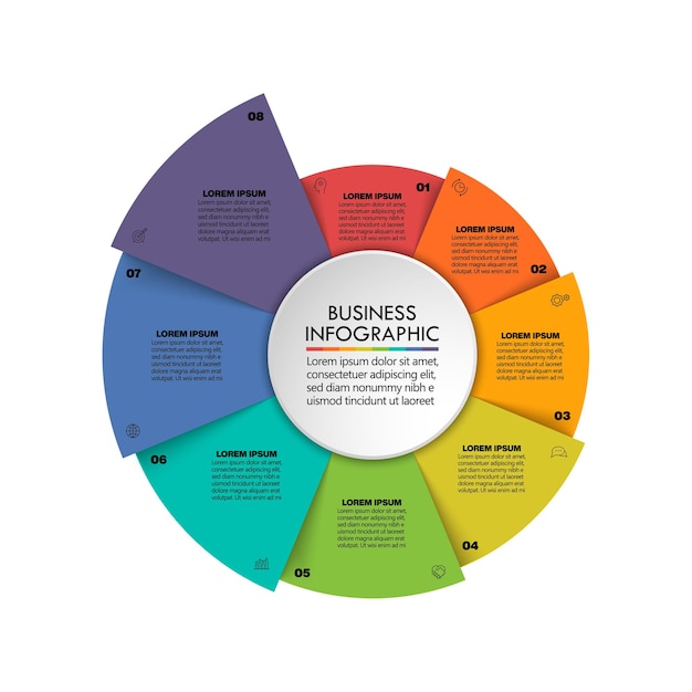 Vector presentation business circle infographic template with 8 options