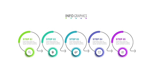 Modello di opzioni o passaggi del cerchio di infografica aziendale di presentazione