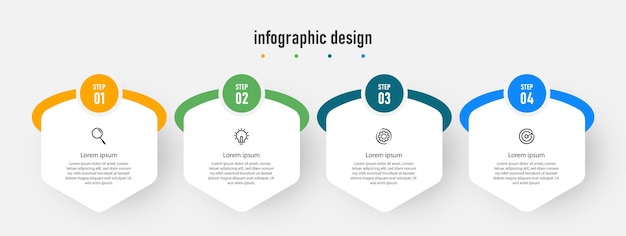 프레 젠 테이 션 비즈니스 infographic 디자인 4 단계와 우아한 전문 템플릿 프리미엄 벡터