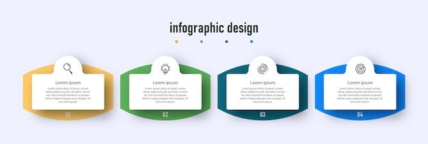 프레 젠 테이 션 비즈니스 infographic 디자인 4 단계와 우아한 전문 템플릿 프리미엄 벡터