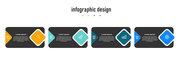 Презентация бизнес-инфографики дизайн элегантный профессиональный шаблон с 4 шагами premium векторы