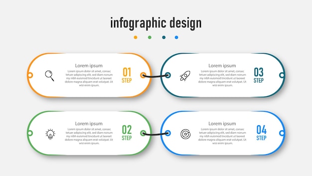 프레 젠 테이 션 비즈니스 infographic 디자인 4 단계와 우아한 전문 템플릿 Premium Vector