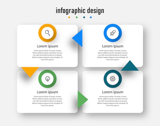 프레 젠 테이 션 비즈니스 infographic 디자인 4 단계와 우아한 전문 템플릿 Premium Vector