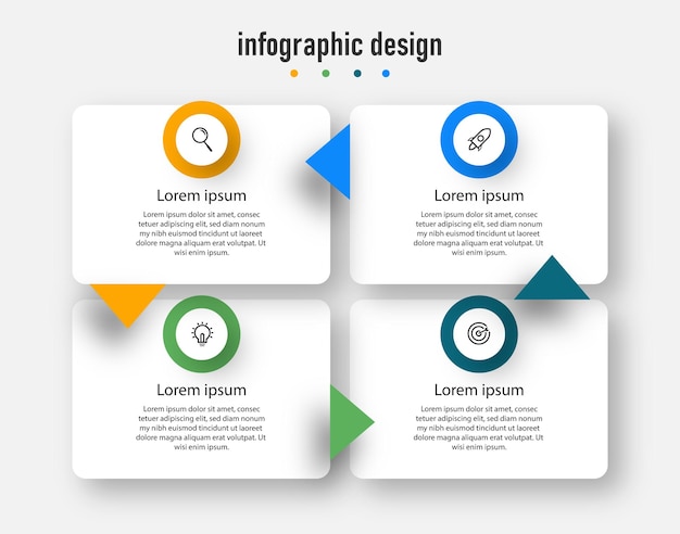 벡터 프레 젠 테이 션 비즈니스 infographic 디자인 4 단계와 우아한 전문 템플릿 premium vector