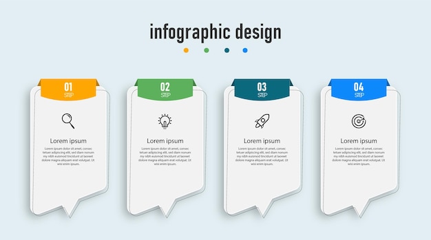 Modello professionale elegante di progettazione infografica aziendale di presentazione con 4 passaggi