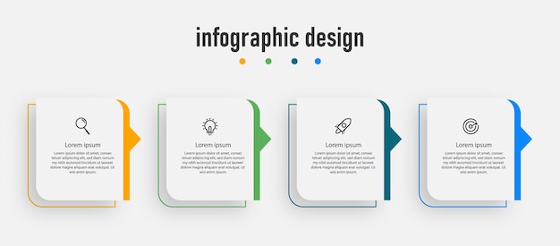 Modello professionale elegante di progettazione infografica aziendale di presentazione con 4 passaggi