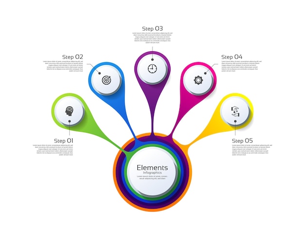 Presentation business infographic elements colorful with five step