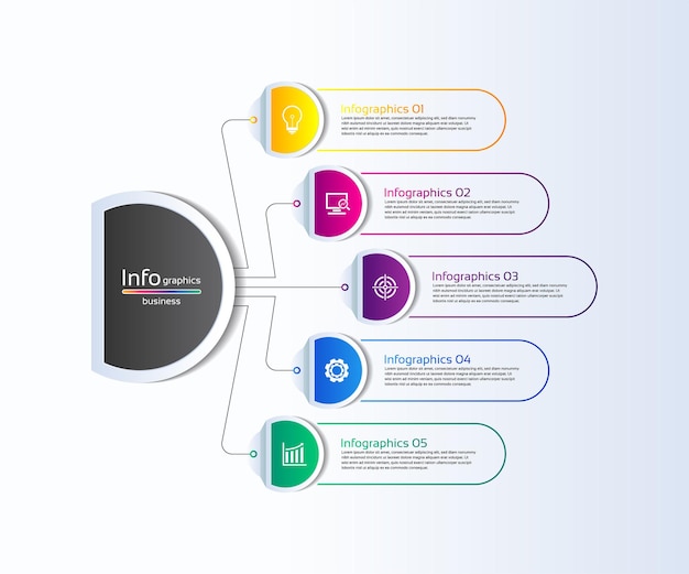 presentation business infographic template colorful with five step