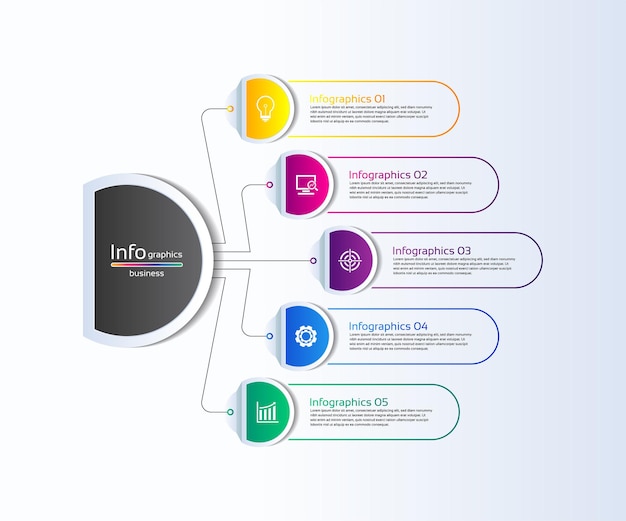 5단계로 다채로운 프레젠테이션 비즈니스 인포그래픽 템플릿