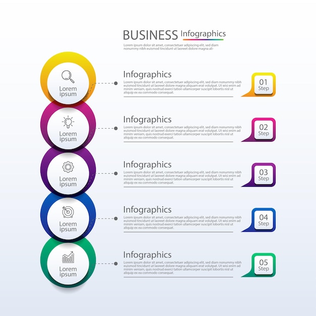 Presentation business infographic template colorful with five step