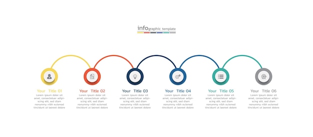Дизайн шаблона бизнес-инфографики с презентацией в 6 шагов