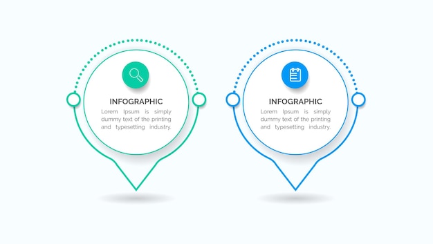 Vector presentation business infographic template with 2 step