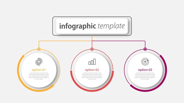 Modello di presentazione aziendale infografica con 3 opzioni