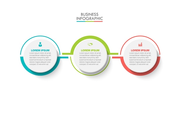 Modello di presentazione aziendale infografica con 3 opzioni