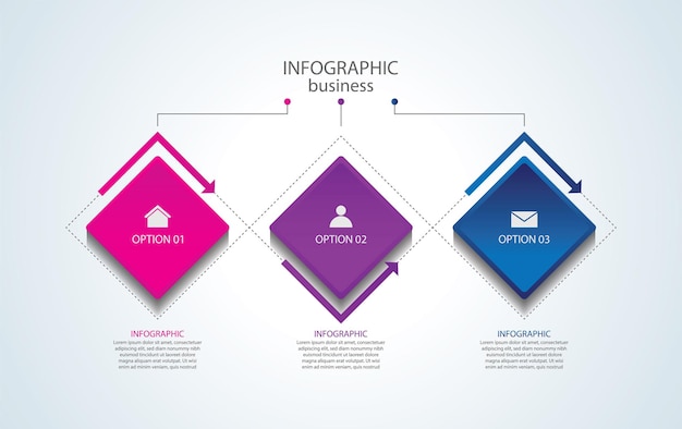 Presentation business infographic template with 3 step