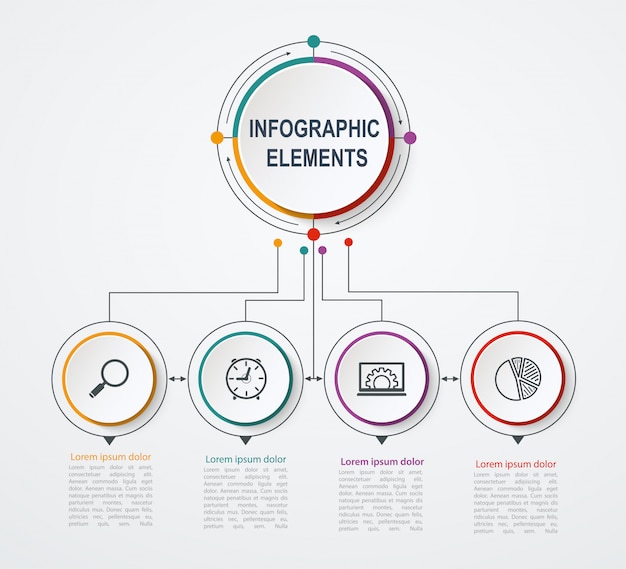 Presentation business infographic template with 4 options. Business concept with integrated circles.