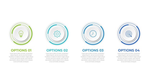 Presentation business infographic template with 4 options Vector illustration