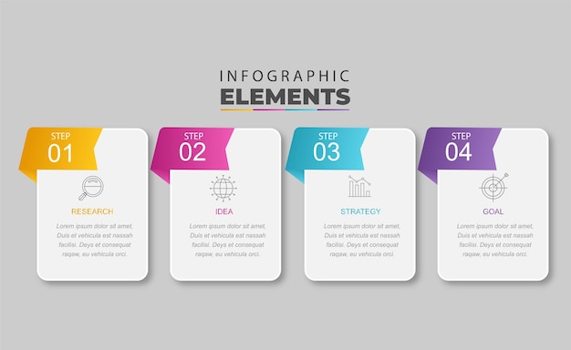 Presentation business infographic template with 4 options vector illustration