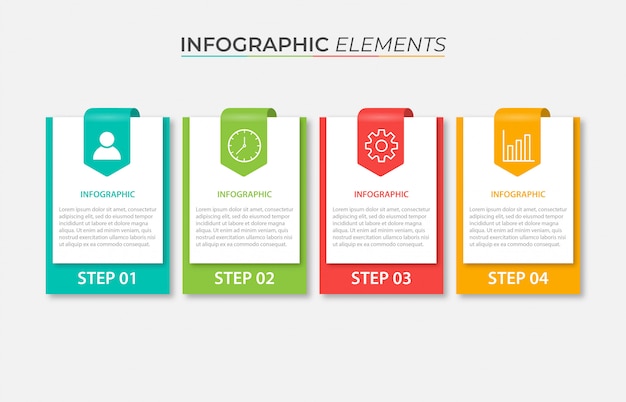 Modello di presentazione aziendale infografica con 4 opzioni