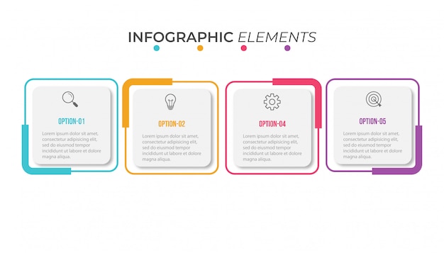 Modello di presentazione aziendale infografica con 4 opzioni