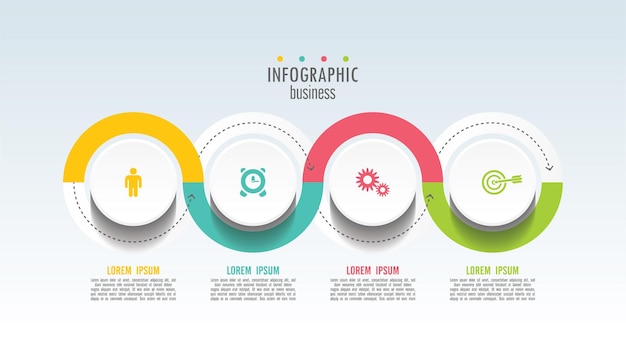 Шаблон бизнес-инфографики презентации с 4 шагами