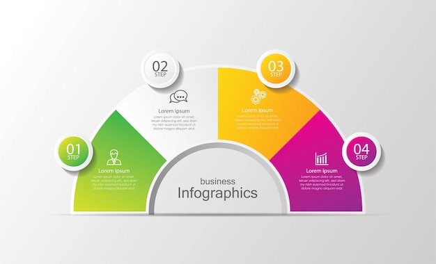 Modello di presentazione aziendale infografica con 4 passaggi