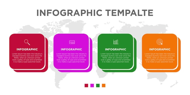 Modello di infografica aziendale di presentazione con 4 passaggi