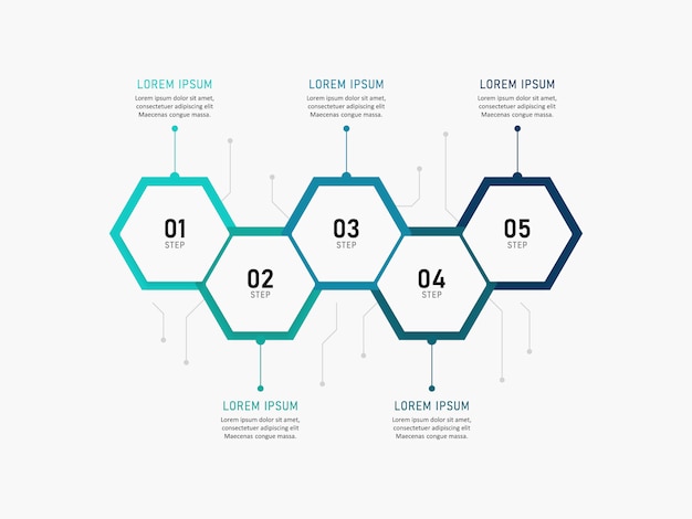 Modello di presentazione aziendale infografica con 5 opzioni. illustrazione.