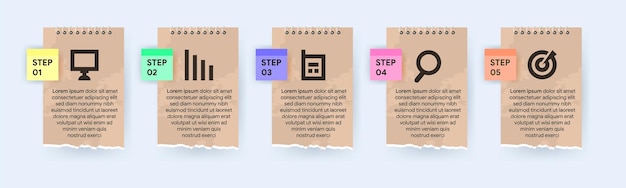 5つのオプションステップを備えたプレゼンテーションビジネスインフォグラフィックテンプレート