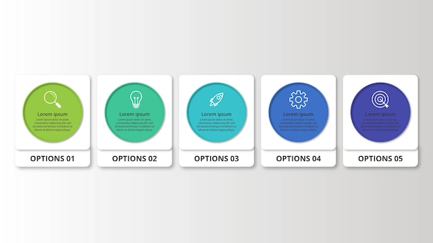 Modello di infografica aziendale di presentazione con 5 opzioni. illustrazione vettoriale.