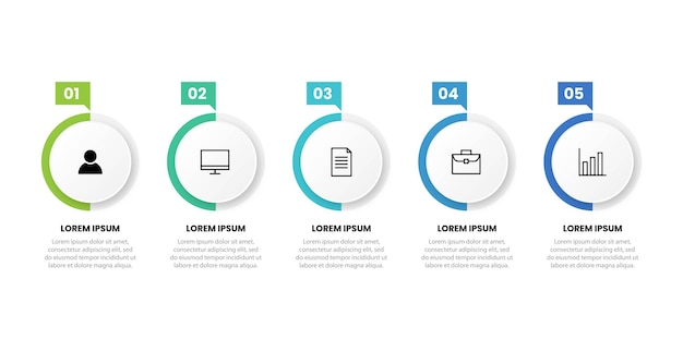 Modello di infografica aziendale di presentazione con 5 opzioni illustrazione vettoriale