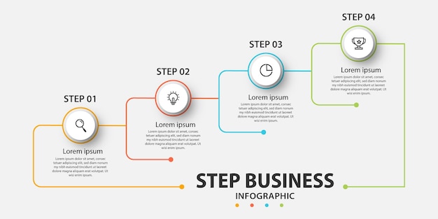 Modello di presentazione aziendale infografica con 5 opzioni.