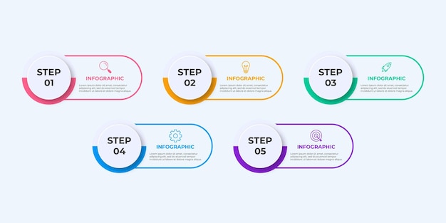 Modello di presentazione aziendale infografica con 5 opzioni