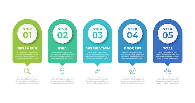 Modello di presentazione aziendale infografica con 5 opzioni