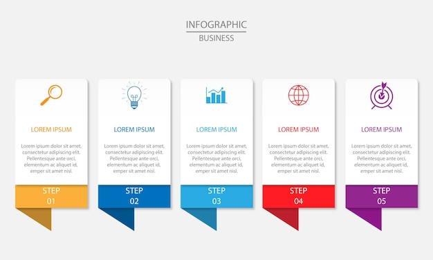 Presentation business infographic template with 5 options