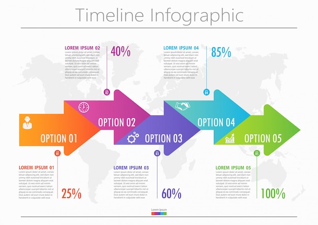 Modello di business infografica presentazione con 5 opzioni.