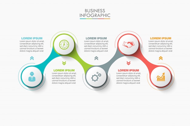 Vector presentation business infographic template with 5 options.