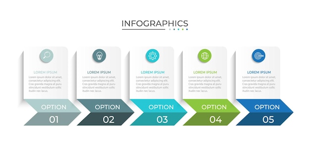 Presentation business infographic template with 5 options