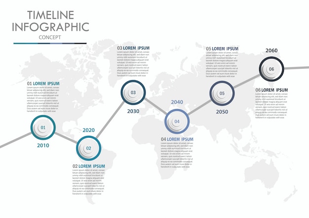 Vector presentation business infographic template with 6 options.