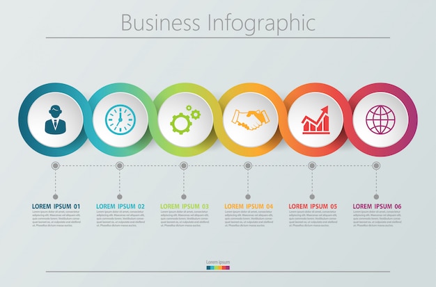 Modello di business infografica presentazione con 6 opzioni.