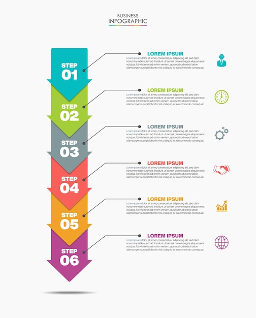 Вектор Презентационный бизнес-инфографический шаблон с 6 вариантами