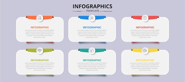 벡터 6 옵션 프레 젠 테이 션 비즈니스 infographic 템플릿입니다.