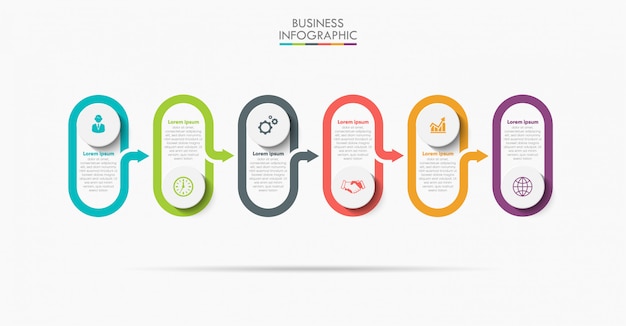 Presentation business infographic template with six options.