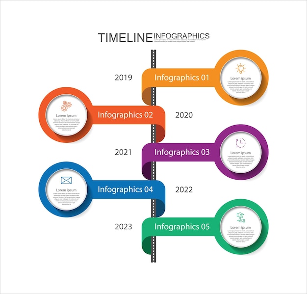 Presentation business infographic timeline colorful with five step