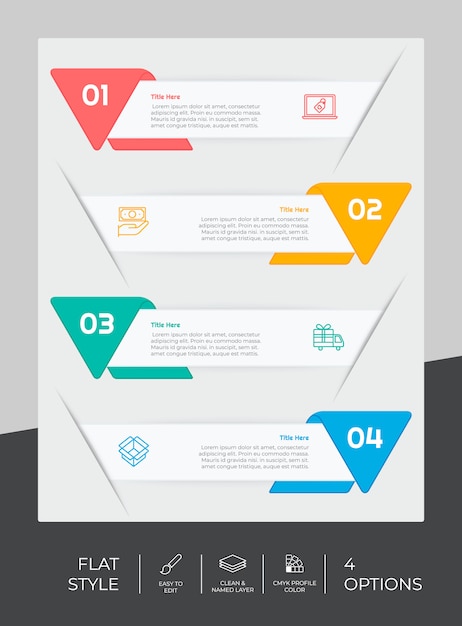 평면 스타일과 화려한 개념 프레 젠 테이 션 비즈니스 옵션 infographic.