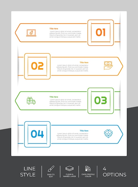 Presentation business option infographic with line style and colorful concept 4 options of infographic can be used for business purpose