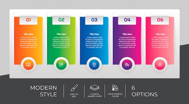 Presentation business option infographic with modern style and colorful concept. 5 steps of infographic